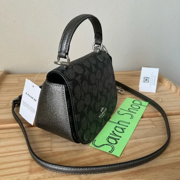 ✅Coach Lysa Top Handle Bag in Metallic Signature - Picture 4 of 15